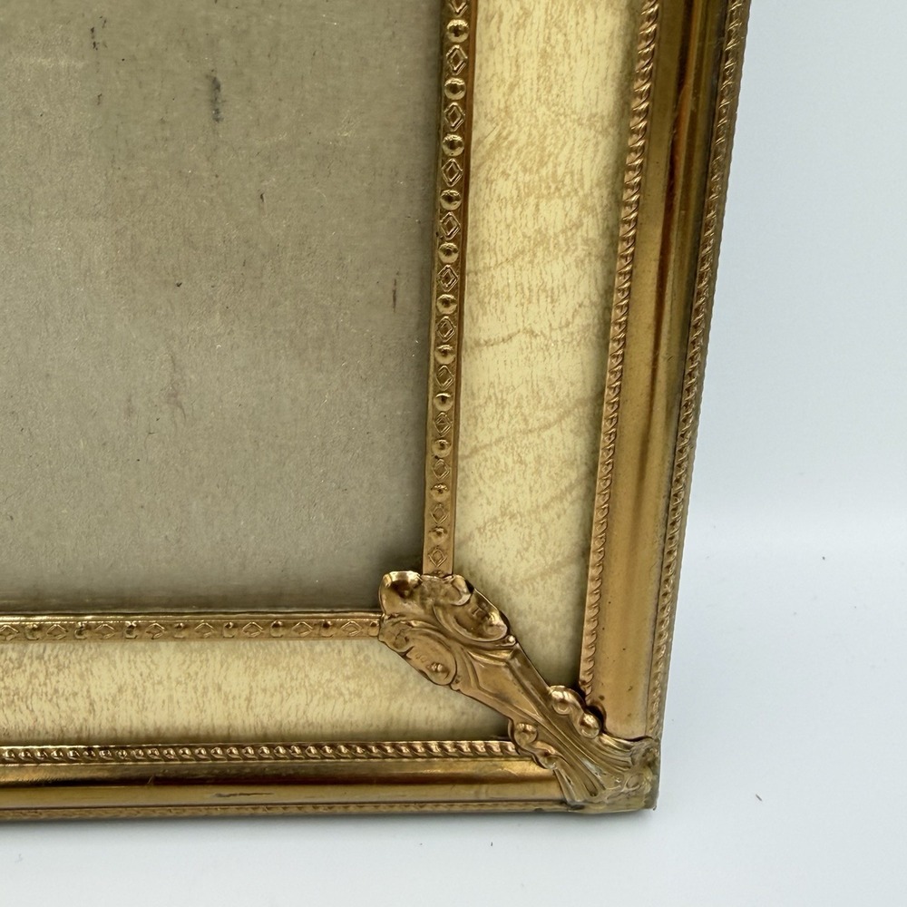 VTG Gold Tone Metal Picture Frame Easel Ornate Hollywood Regency 7.25x9.25 - Picture 7 of 9
